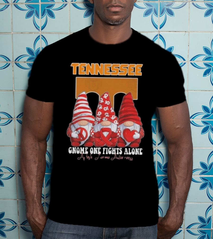 Tennessee Volunteers Autism Awareness Gnome One Fights Alone T-Shirt