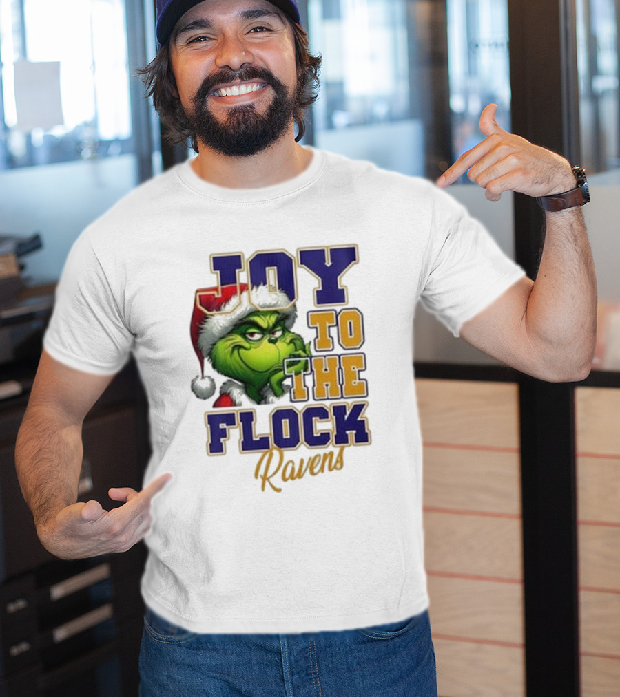 Joy To The Flock Ravens Merry Christmas The Grinch T-Shirt