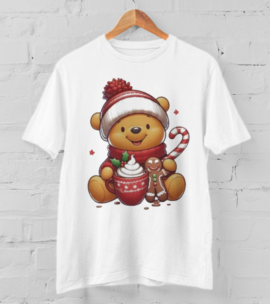 Winnie The Pooh Christmas Cocoa Candy Cane Gingerbread T-Shirt