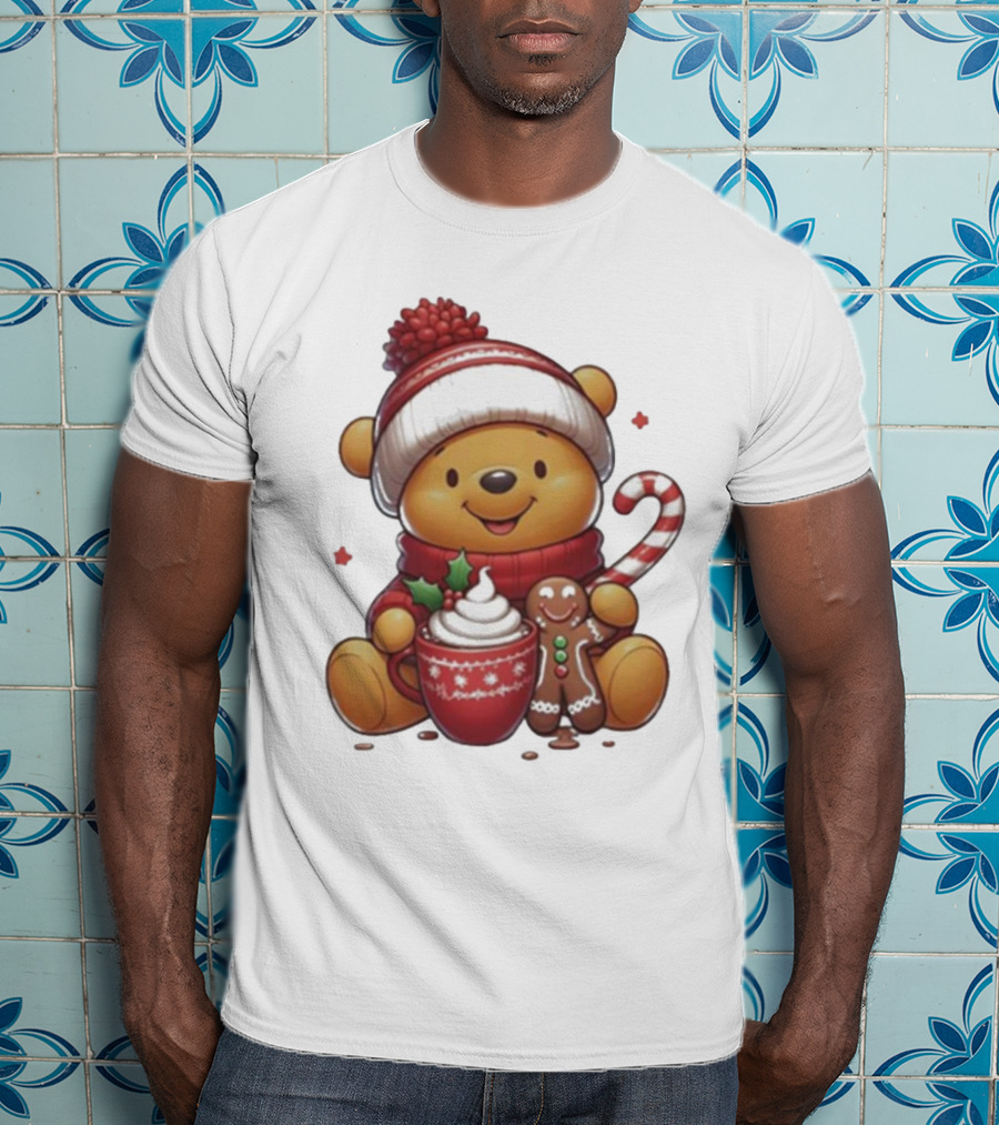 Winnie The Pooh Christmas Cocoa Candy Cane Gingerbread T-Shirt