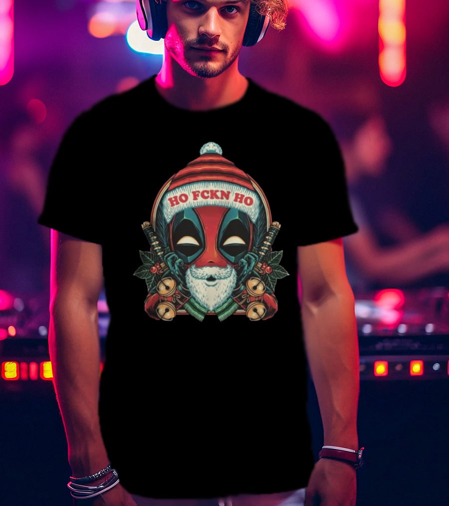 Deadpool Ho Fckn Ho Christmas Santa Mask T-Shirt