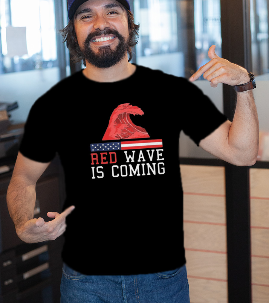 Red Wave Is Coming American Flag Wave T-Shirt