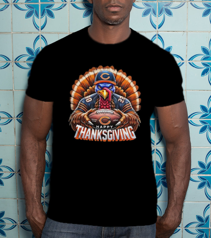 Happy Thanksgiving Chicago Bears Turkey Football T-Shirt