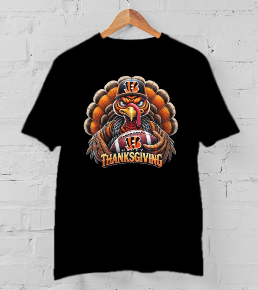 Happy Thanksgiving Cincinnati Bengals Turkey Football T-Shirt