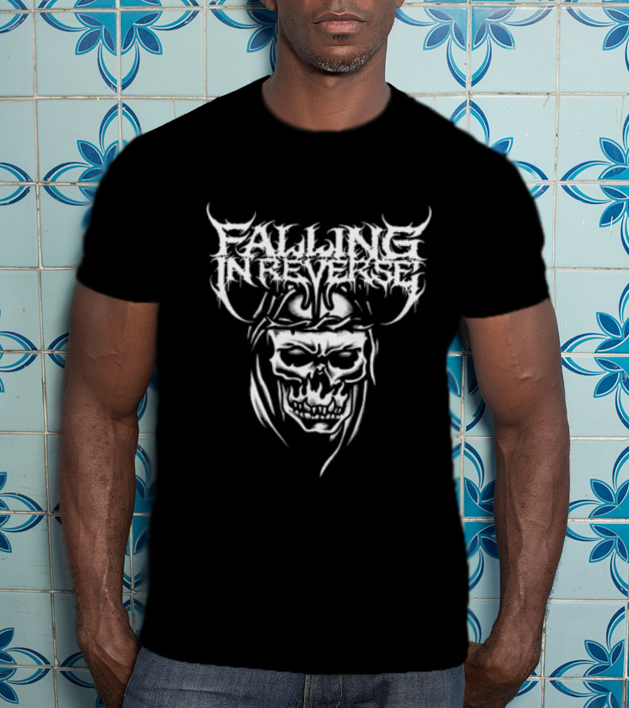 Falling In Reverse Skull Graphic Black T-Shirt