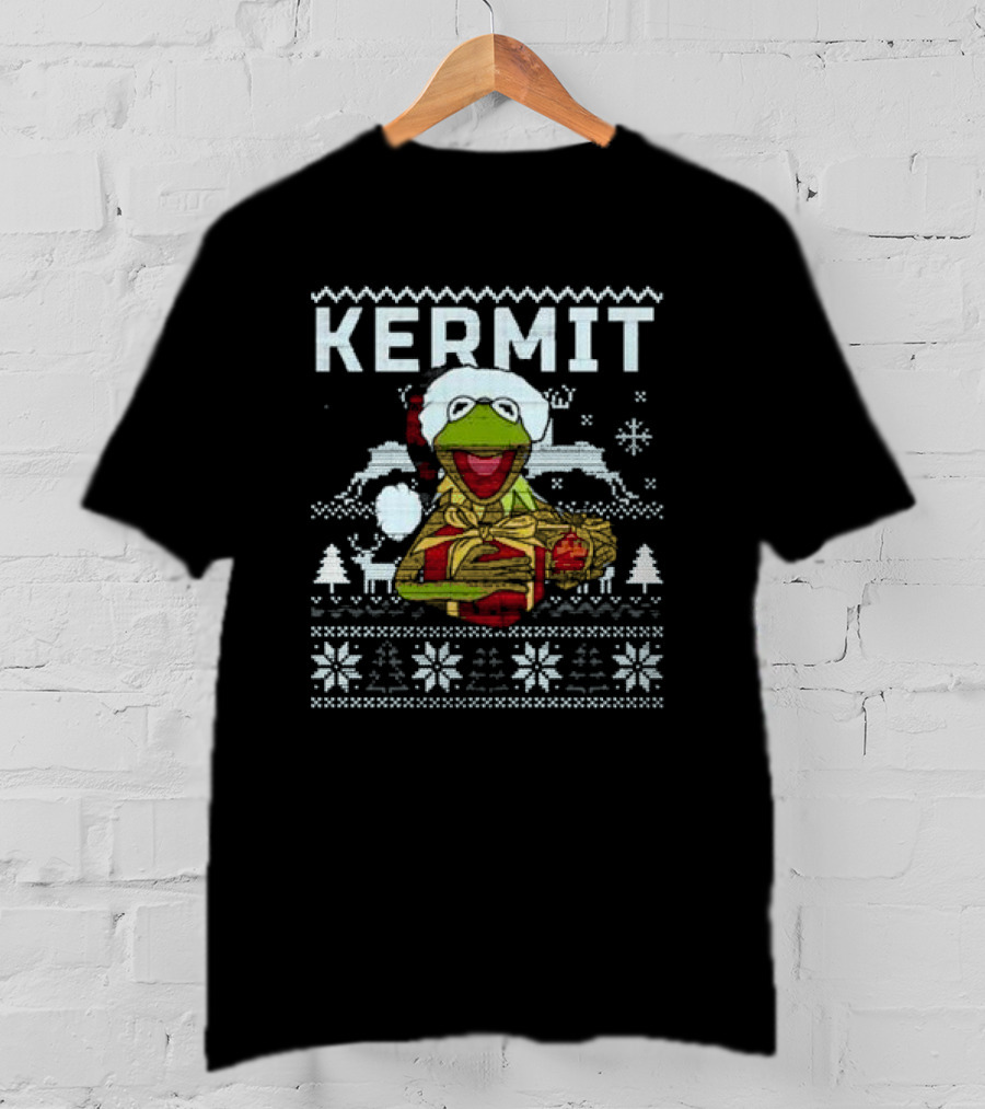 Kermit Christmas Ugly Sweater Muppet Christmas Carol Festive T-Shirt
