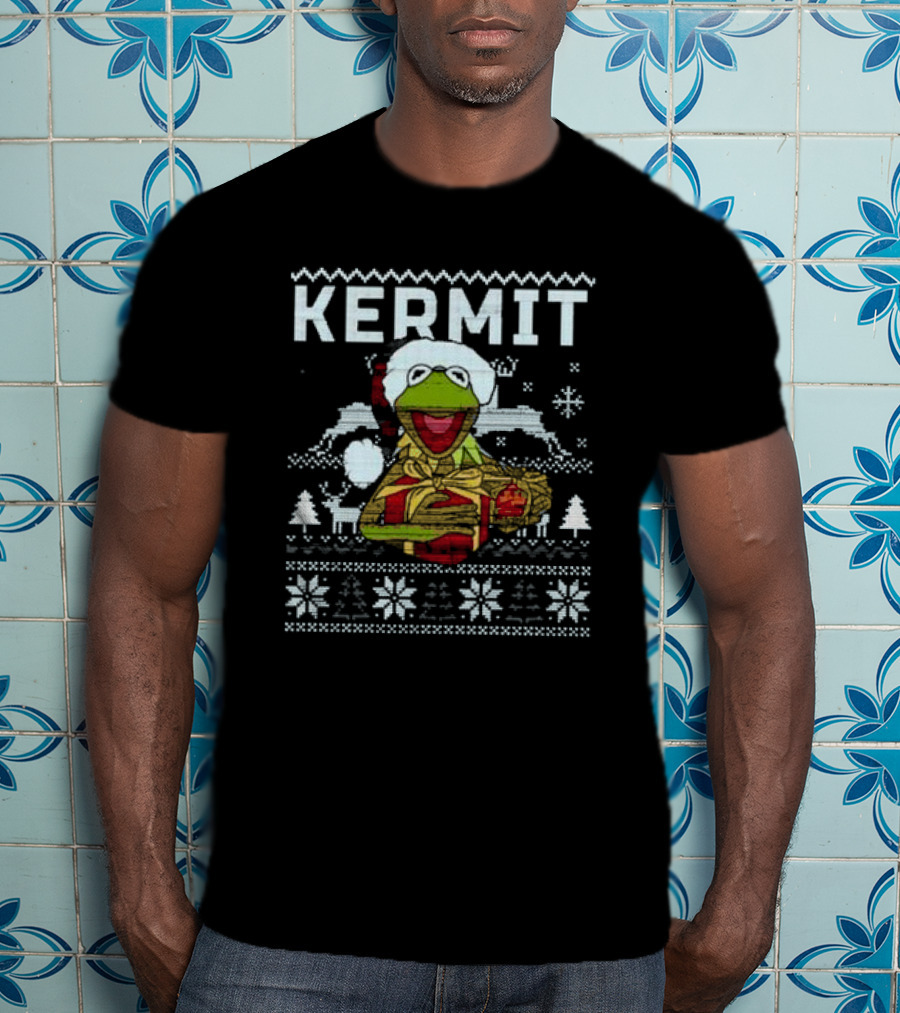 Kermit Christmas Ugly Sweater Muppet Christmas Carol Festive T-Shirt