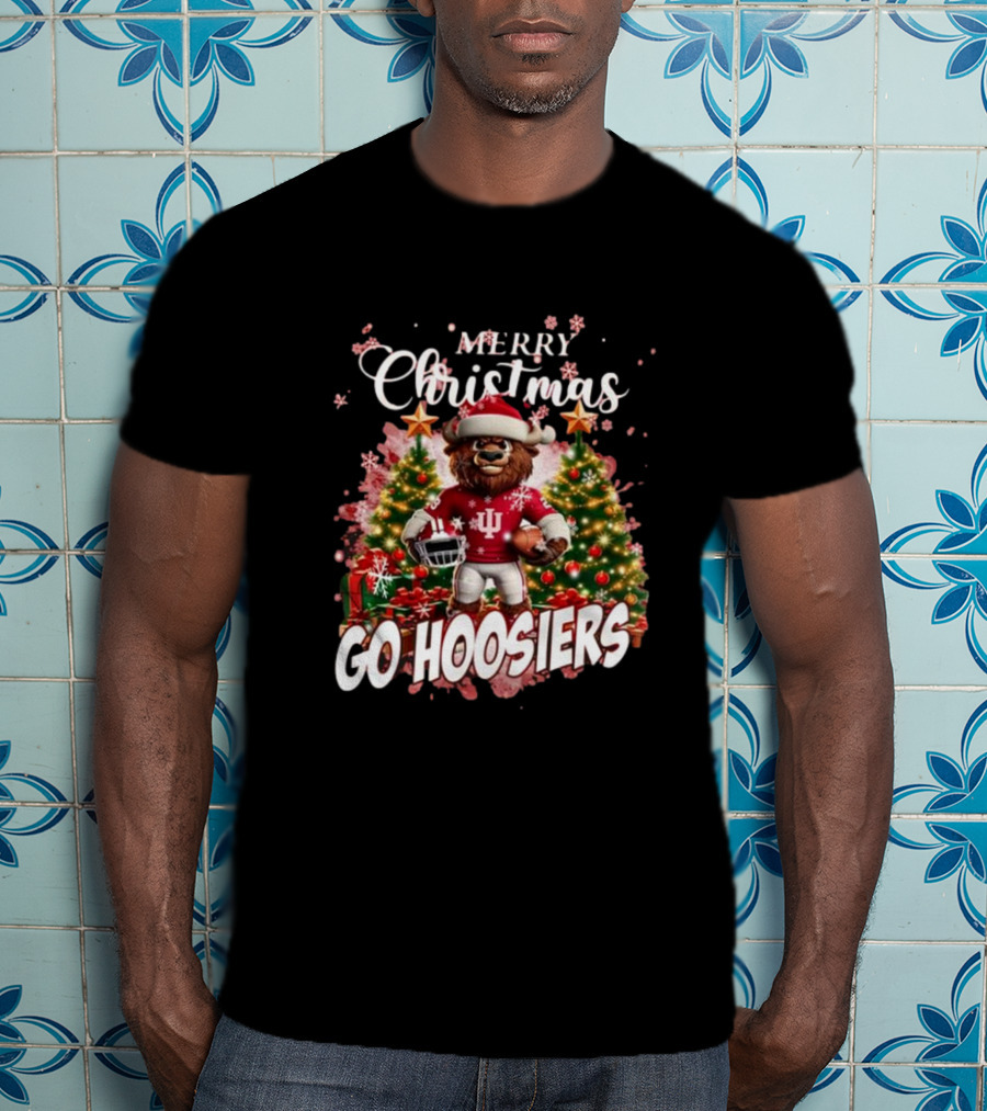 Merry Christmas Go Hoosiers Indiana Hoosiers Mascot T-Shirt