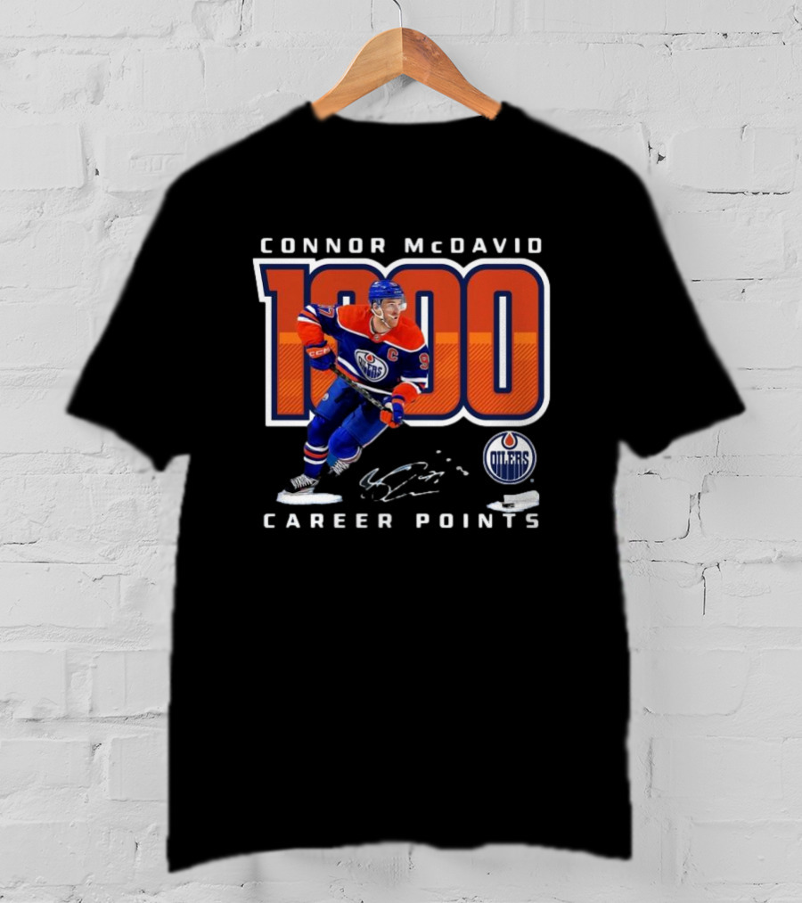 Connor McDavid 1000 Career Points Edmonton Oilers T-Shirt