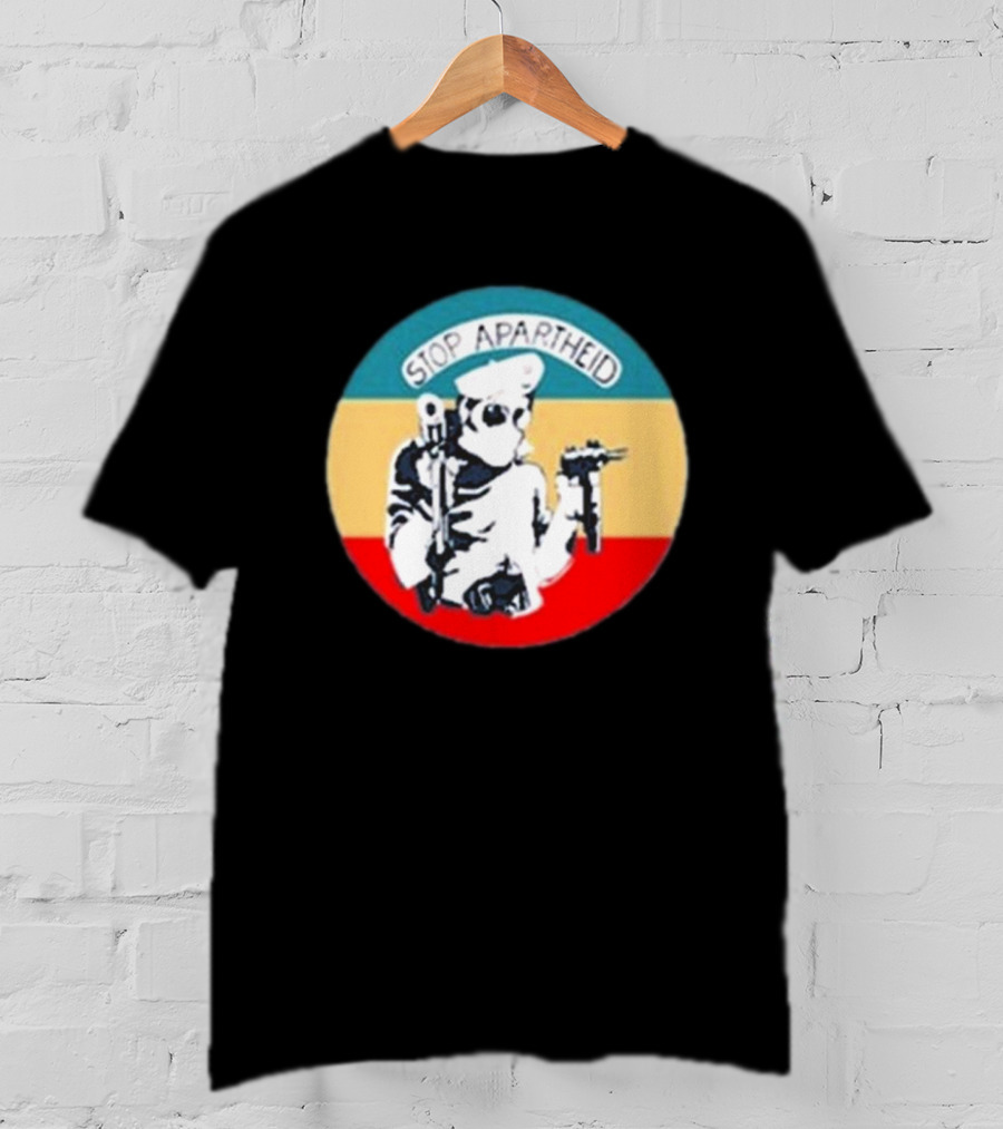 Stop Apartheid Jordan Peele Circle Soldier Weapon Multicolor T-Shirt