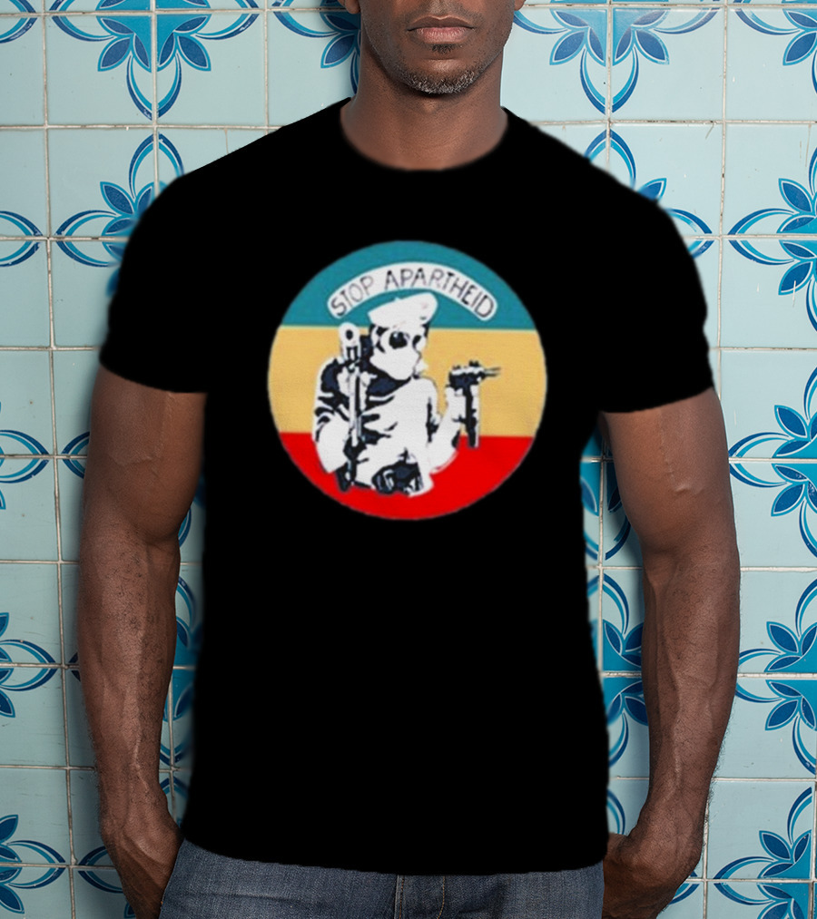 Stop Apartheid Jordan Peele Circle Soldier Weapon Multicolor T-Shirt