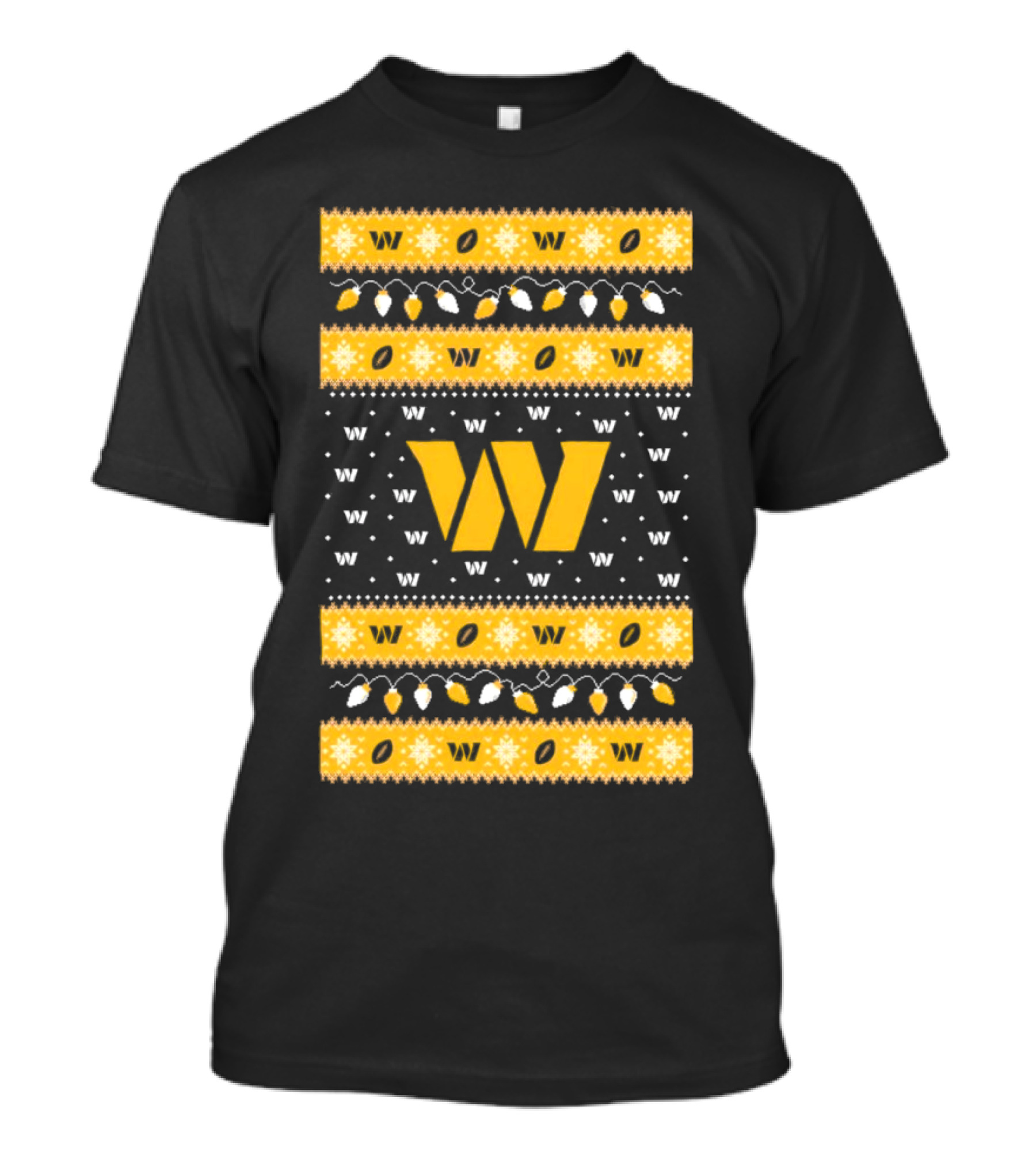 Washington Commanders W Holiday Lights Ugly Sweater Christmas T-Shirt