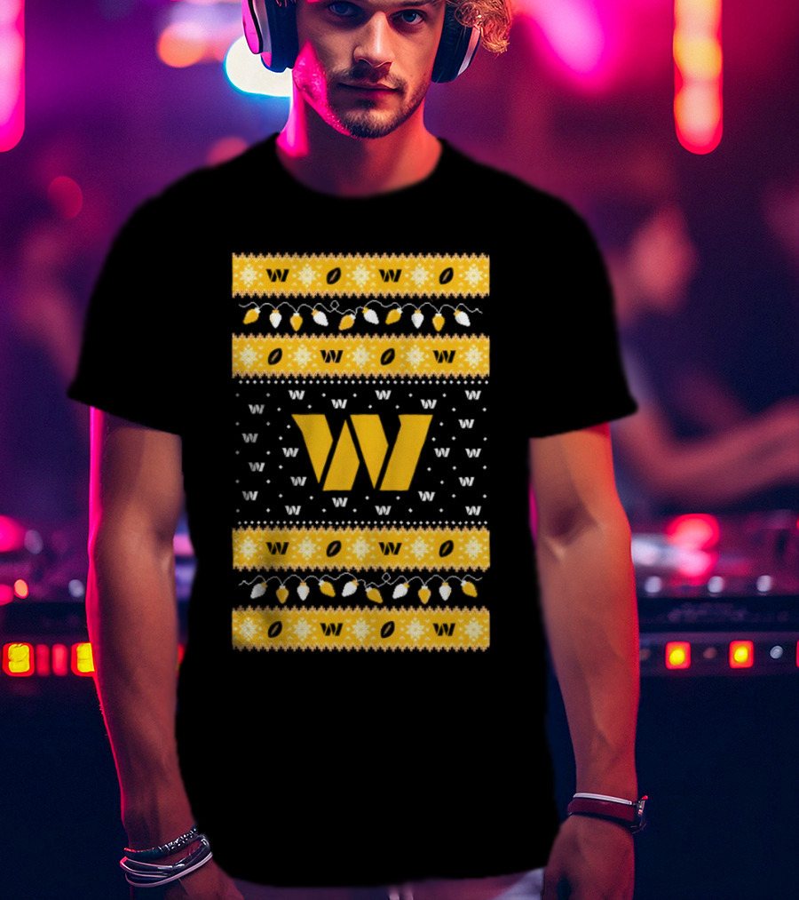 Washington Commanders W Holiday Lights Ugly Sweater Christmas T-Shirt