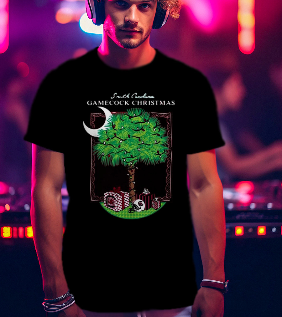 South Carolina Gamecock Christmas Palm Tree Presents Garnet T-Shirt