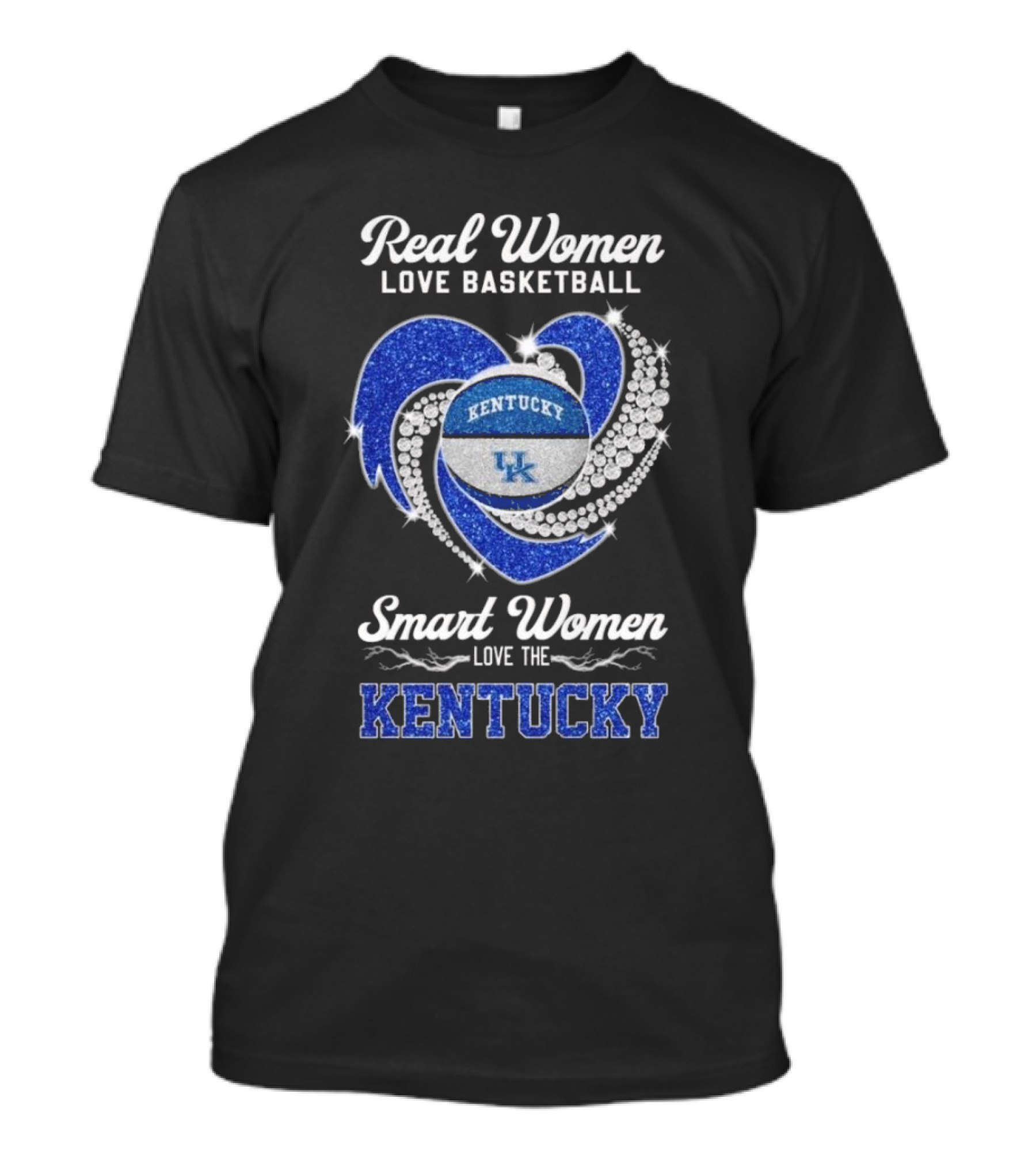 Real Women Love Basketball Smart Women Love The Kentucky Wildcats UK Diamond Heart T-Shirt