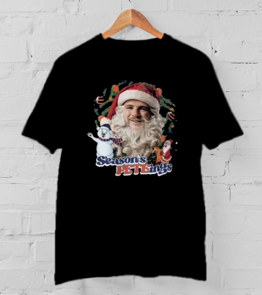 Santa Season's Peteings Christmas Polar Bear NYC Holiday T-Shirt