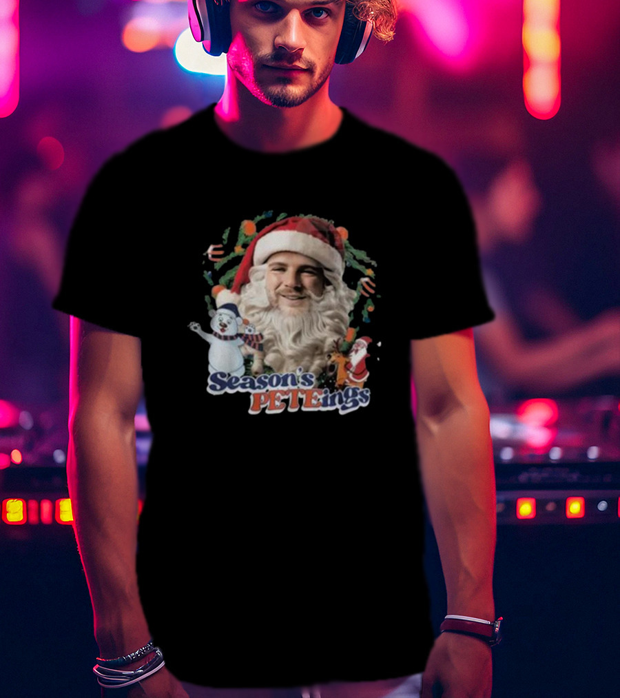 Santa Season's Peteings Christmas Polar Bear NYC Holiday T-Shirt