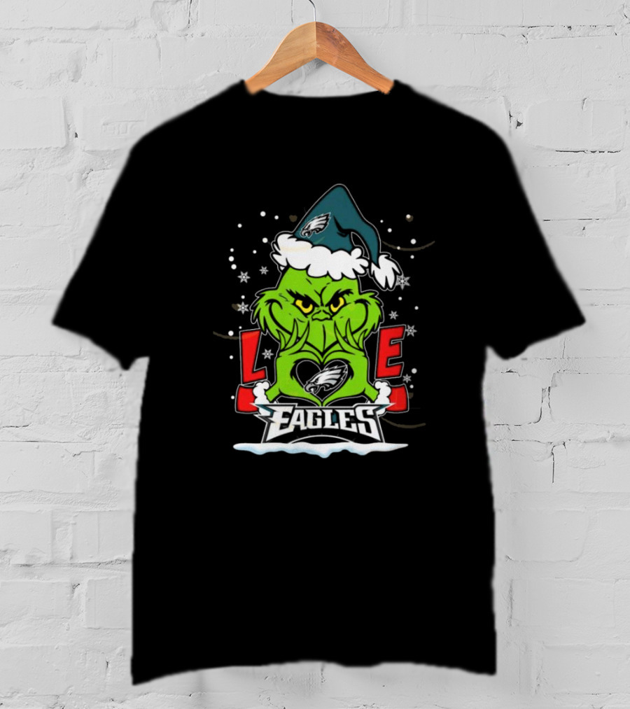 The Grinch Philadelphia Eagles Love Snowy Hat Stars T-Shirt