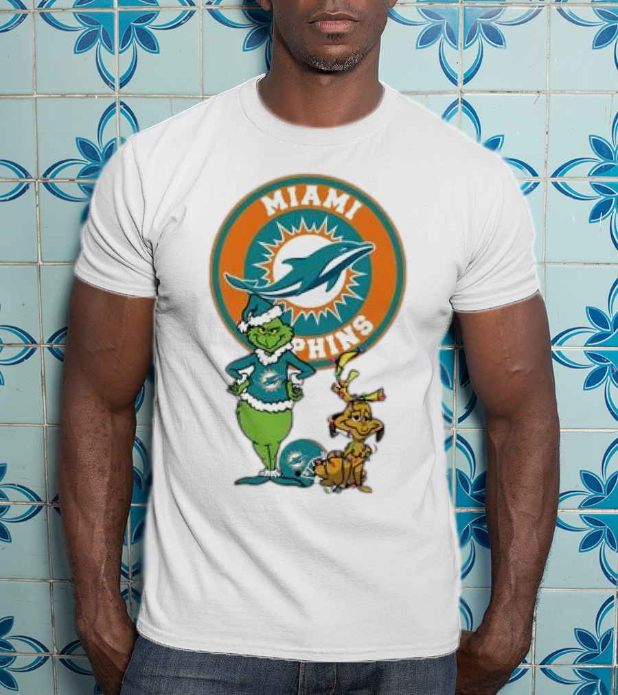 Grinch Max Miami Dolphins Merry Christmas T-Shirt