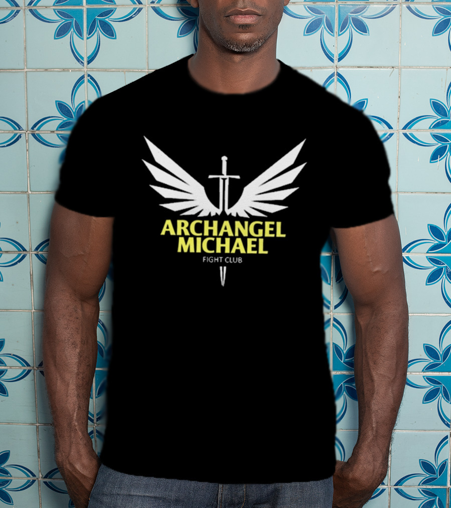 Archangel Michael Sword Wings Emblem Fight Club T-Shirt