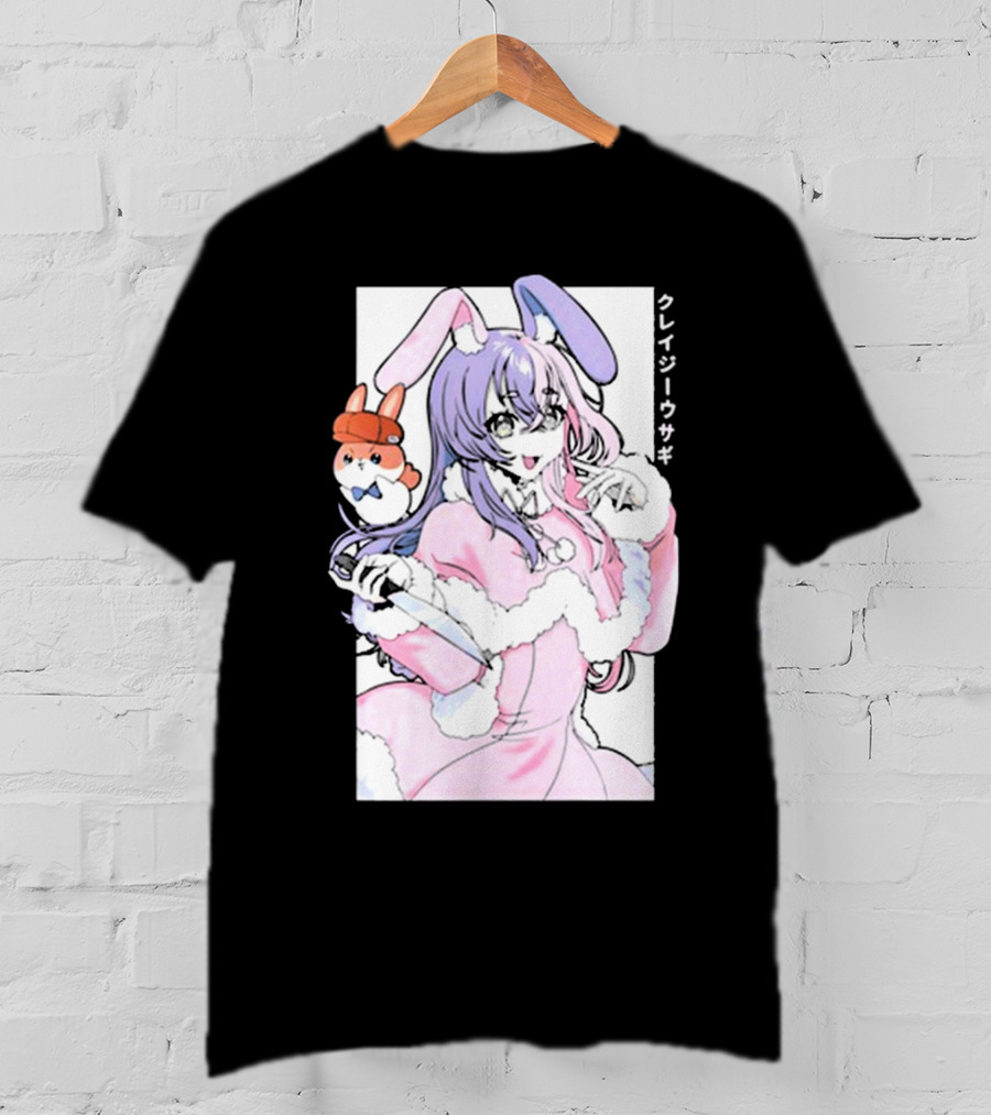 Gamersupps Punkalopi Crazy Usagi Japanese Text Anime Bunny Girl Holding Knife T-Shirt