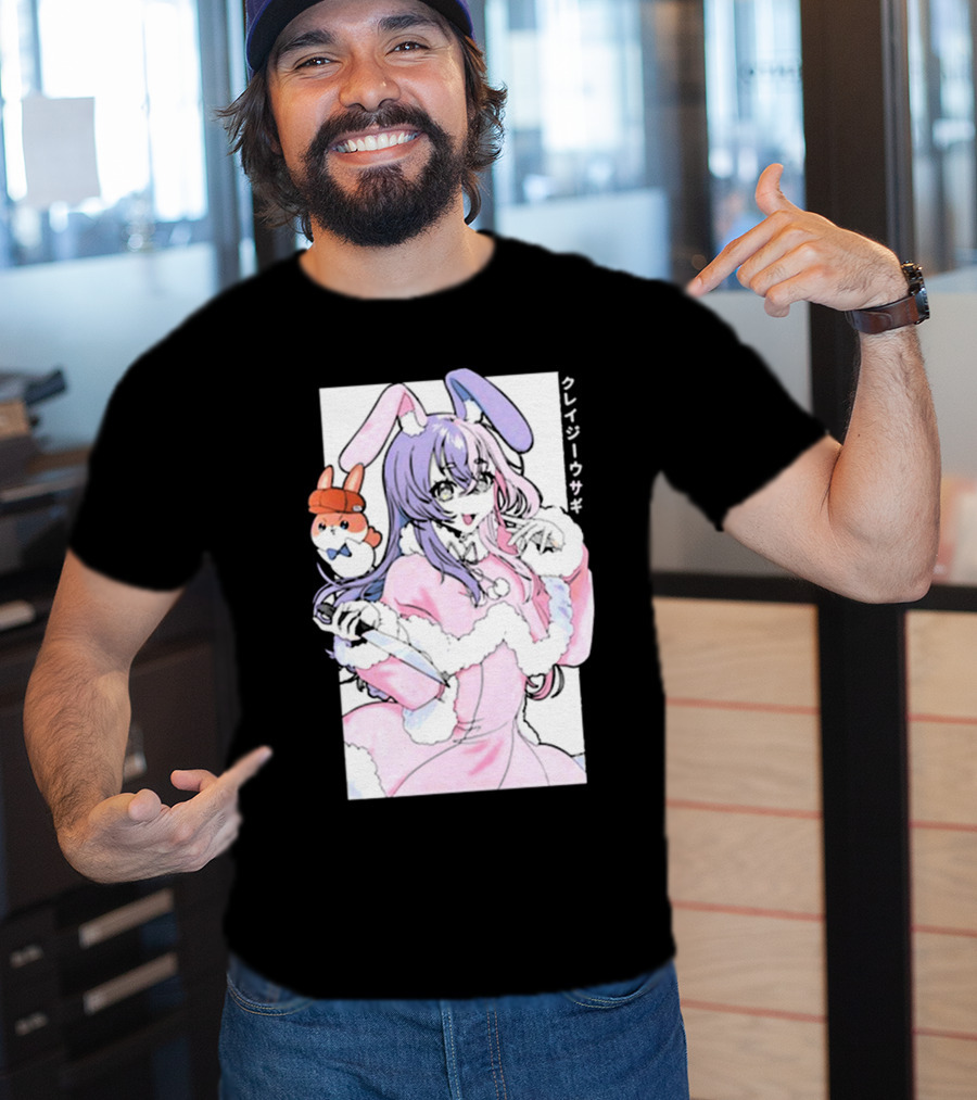 Gamersupps Punkalopi Crazy Usagi Japanese Text Anime Bunny Girl Holding Knife T-Shirt