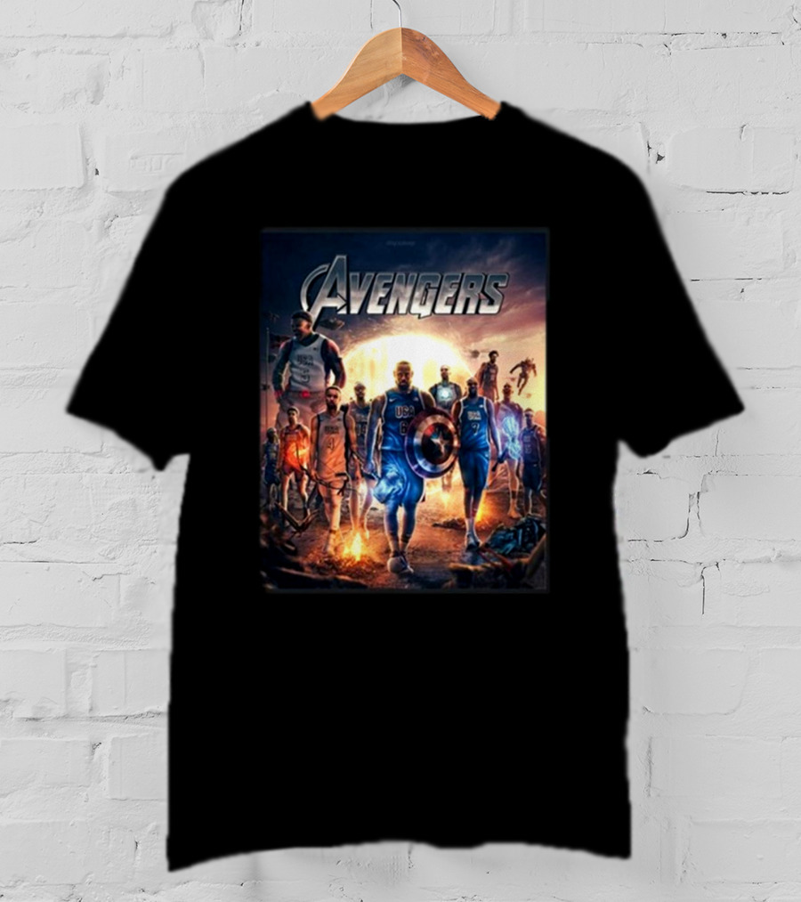 Bronny USA Basketball Avengers Crossover Superhero Team T-Shirt