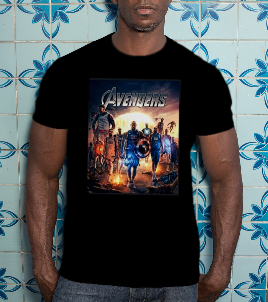 Bronny USA Basketball Avengers Crossover Superhero Team T-Shirt