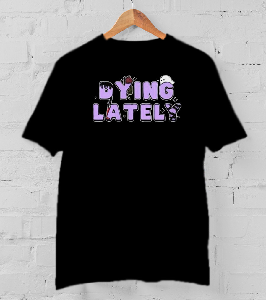 Iamjakehill Dying Lately Ghost Rose Dripping Red Blood Purple Letters T-Shirt