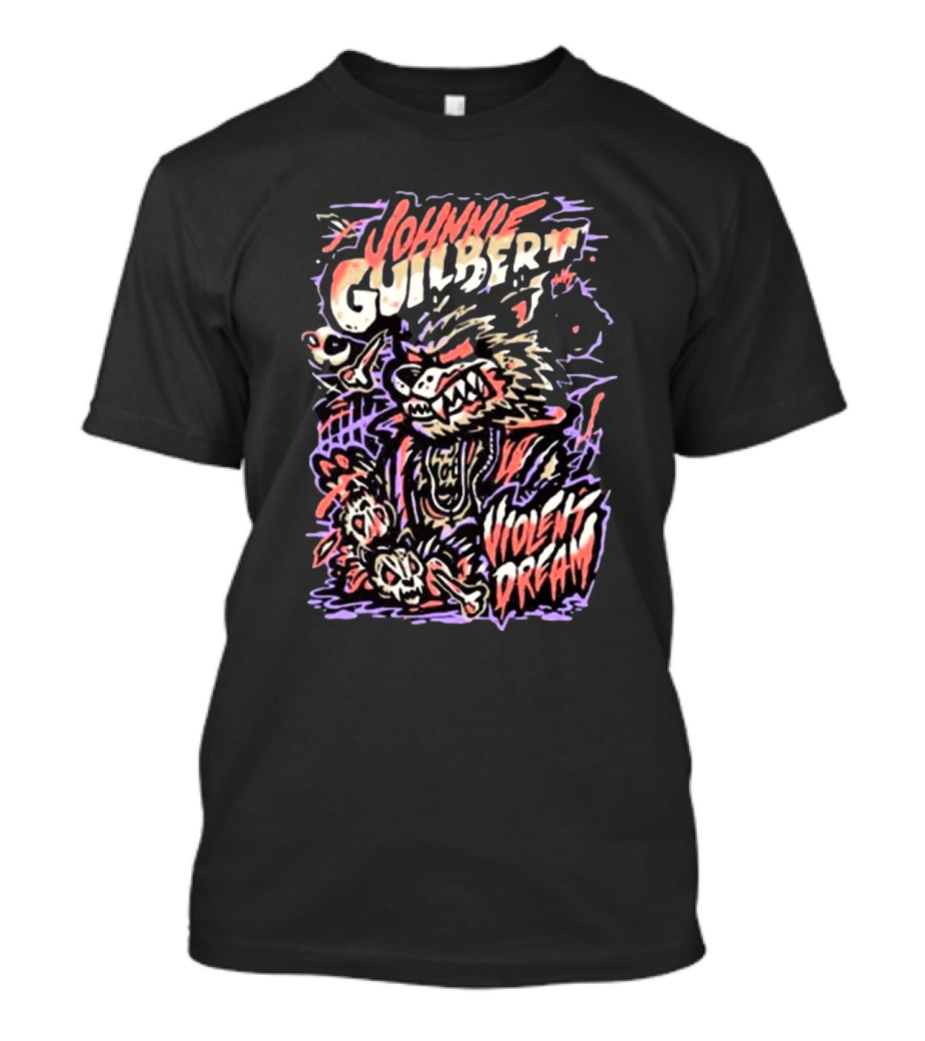 Johnnie Guilbert Violent Dream Wild Wolf Character Art With Punk Style Elements T-Shirt