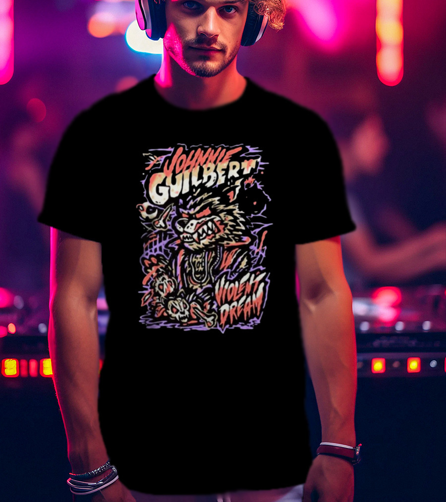 Johnnie Guilbert Violent Dream Wild Wolf Character Art With Punk Style Elements T-Shirt