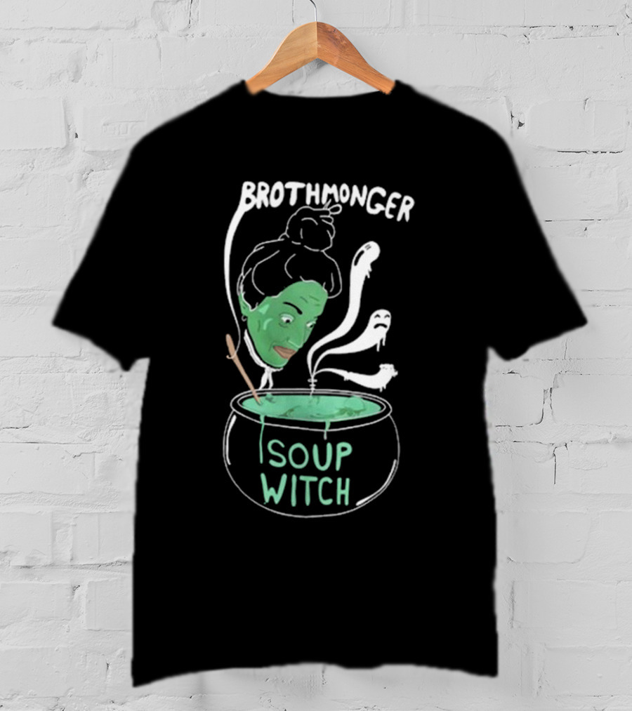 Brothmonger Soup Witch Green Face Stirring Cauldron Ghost Hazes T-Shirt