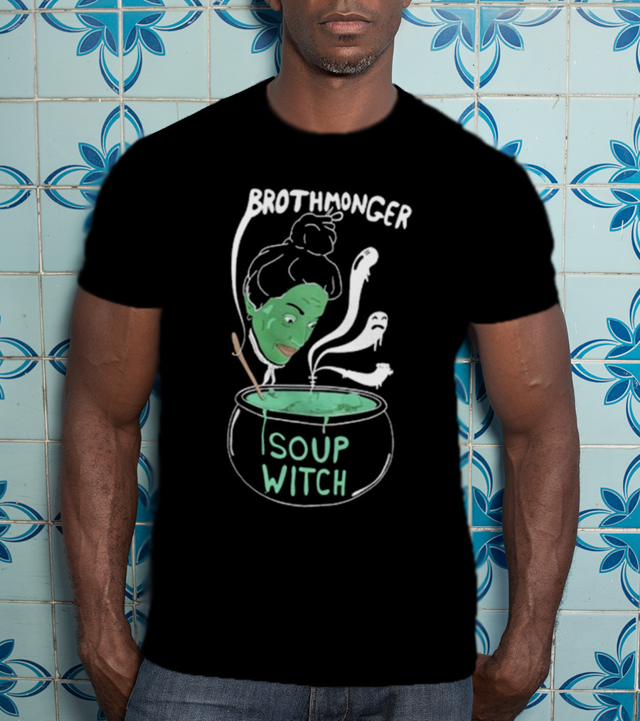 Brothmonger Soup Witch Green Face Stirring Cauldron Ghost Hazes T-Shirt