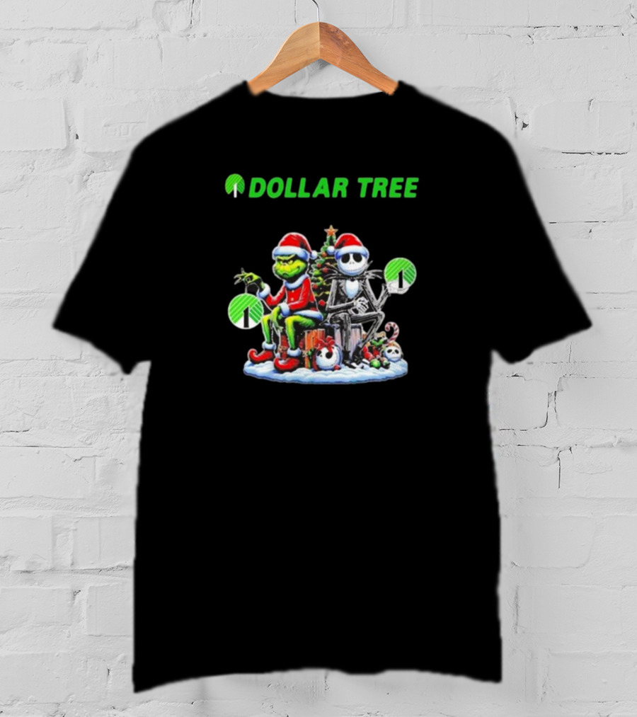 Grinch And Jack Skellington Santa Dollar Tree Christmas T-Shirt