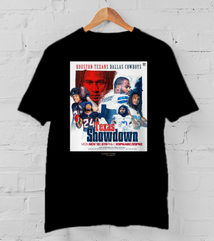 Houston Texans Dallas Cowboys Texas Showdown Mon Nov 18 815PM ET ESPN ABC ESPN2 T-Shirt