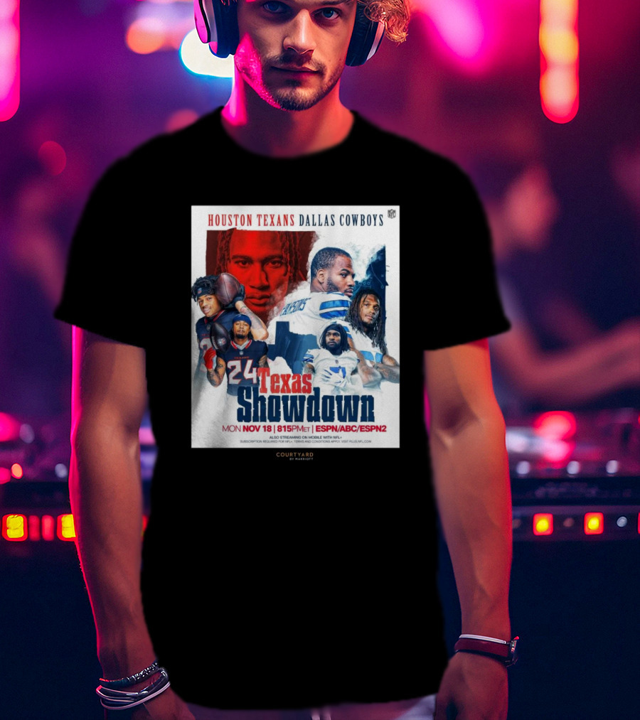 Houston Texans Dallas Cowboys Texas Showdown Mon Nov 18 815PM ET ESPN ABC ESPN2 T-Shirt
