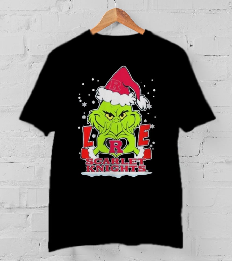 Grinch Love Rutgers Scarlet Knights Football Christmas T-Shirt