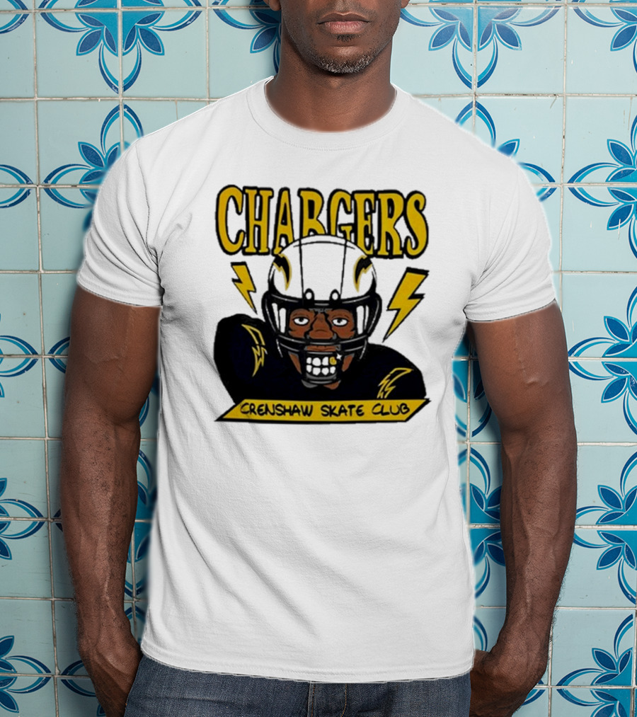 Los Angeles Chargers Crenshaw Skate Club Cartoon Collaboration T-Shirt