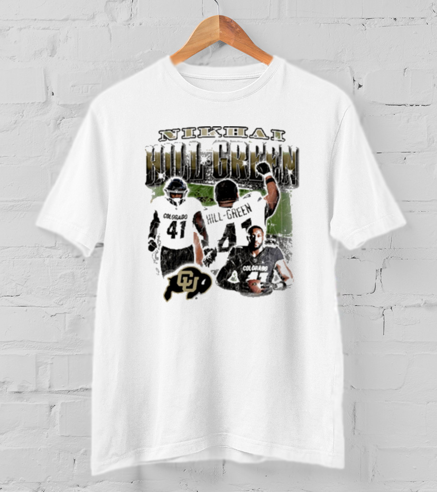 Nikhai Hill Green Colorado Buffaloes 41 Football Reflection 90s T-Shirt