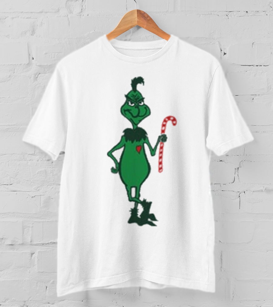 Grinch Holding Candy Cane Trey Anastasio Christmas T-Shirt