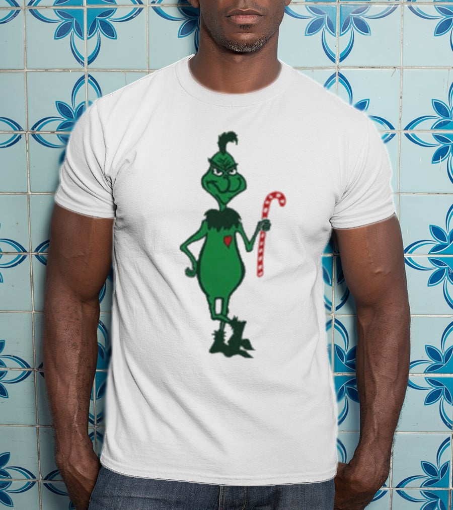 Grinch Holding Candy Cane Trey Anastasio Christmas T-Shirt