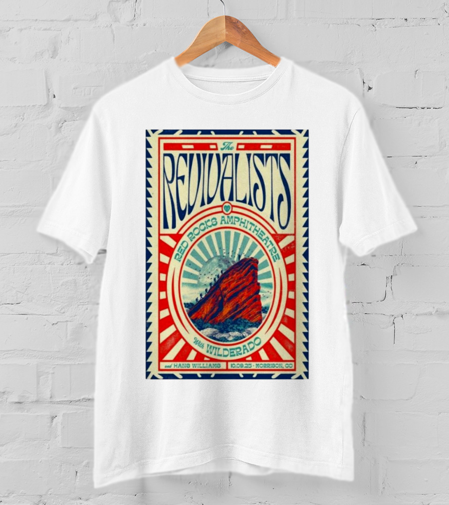 The Revivalists Red Rocks Amphitheatre Featuring Wilderado Oct 9 2025 Morrison CO T-Shirt