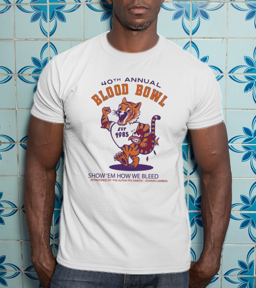 40th Annual Blood Bowl Est 1985 Show 'Em How We Bleed Sponsored By Alpha Phi Omega Gamma Lambda T-Shirt