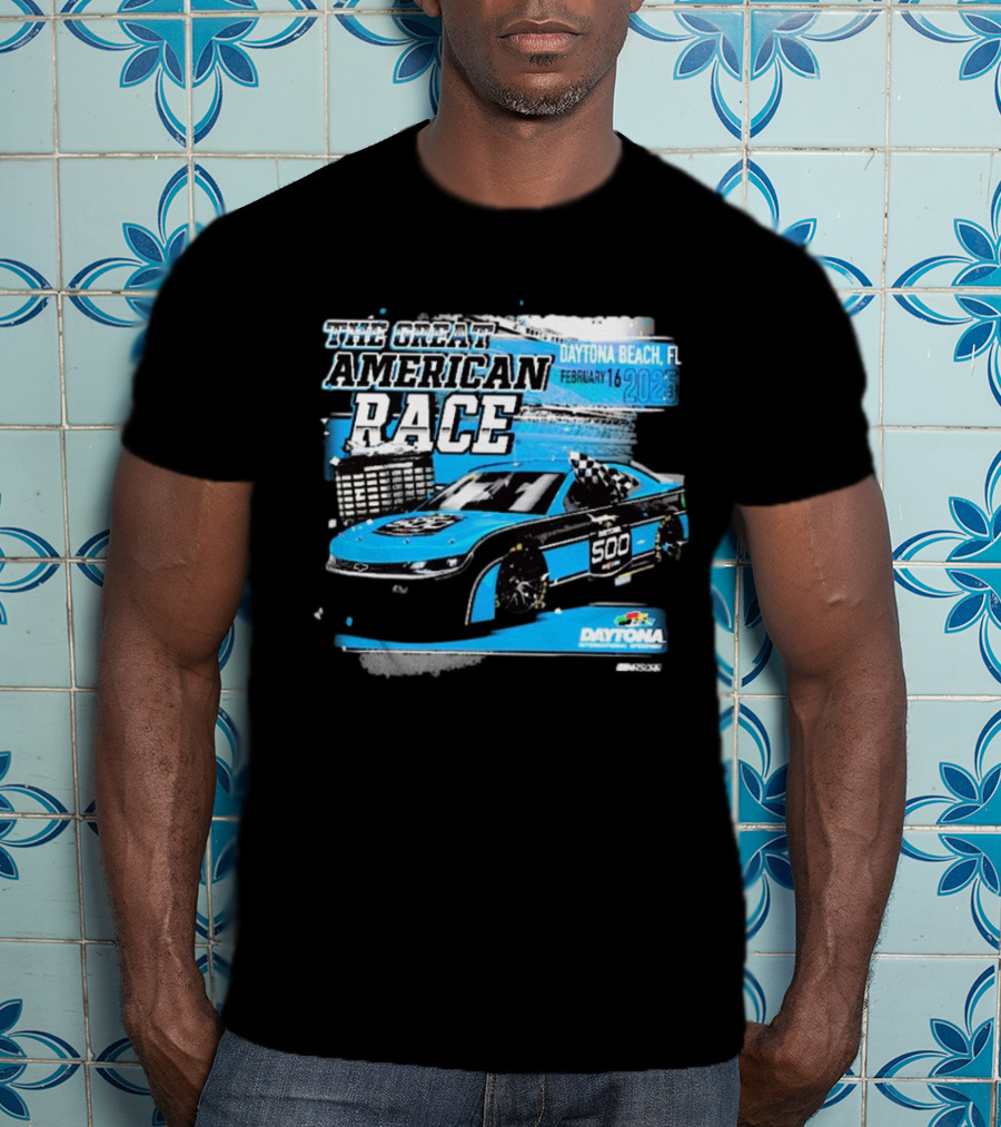 The Great American Race Daytona Beach February 16 2025 Daytona 500 Checkered Flag Sports Car T-Shirt