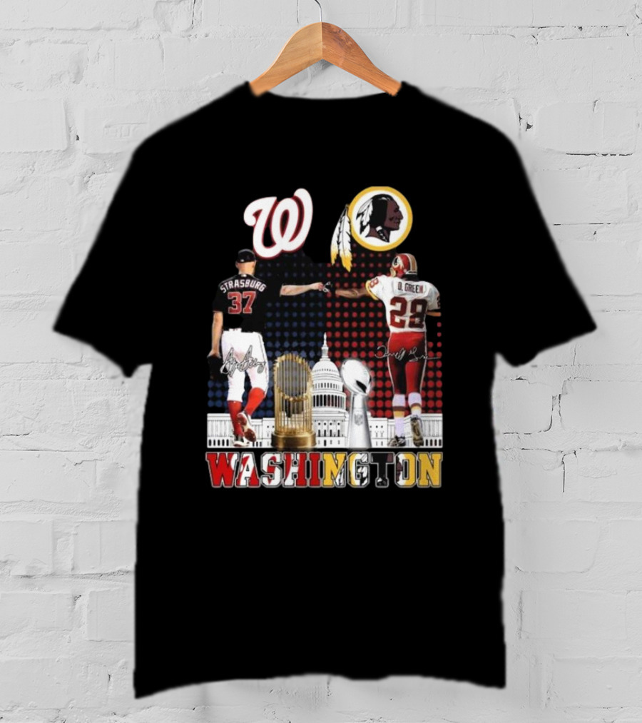 Washington Strasburg D. Green Capitol W Emblems Redskins Thank You For The Memories Signatures T-Shirt