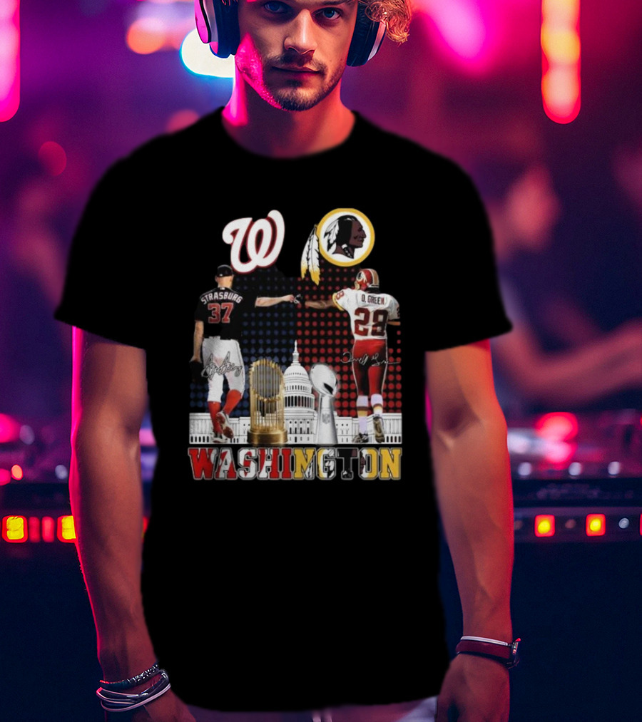 Washington Strasburg D. Green Capitol W Emblems Redskins Thank You For The Memories Signatures T-Shirt