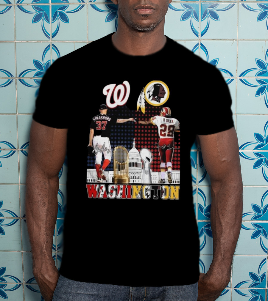 Washington Strasburg D. Green Capitol W Emblems Redskins Thank You For The Memories Signatures T-Shirt