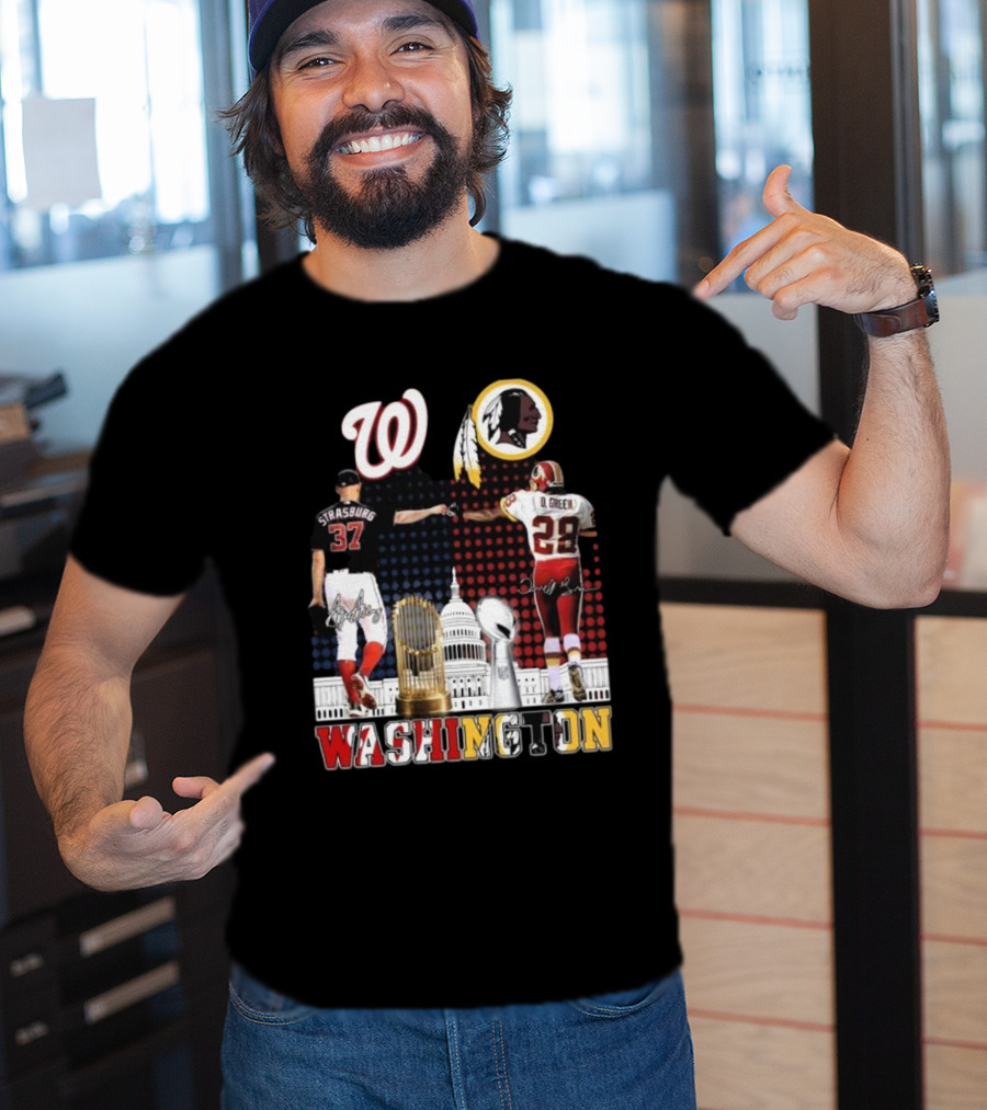 Washington Strasburg D. Green Capitol W Emblems Redskins Thank You For The Memories Signatures T-Shirt