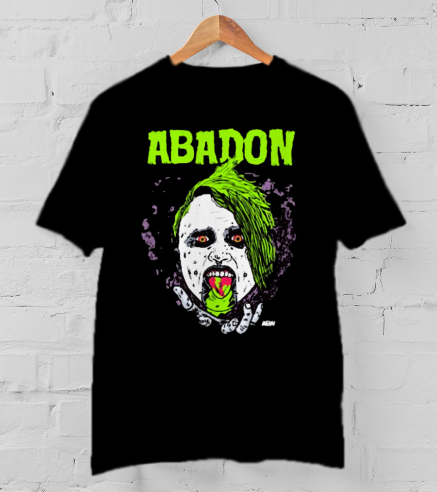 Abadon AEW Neon Green Zombie Face I Can Never Die T-Shirt