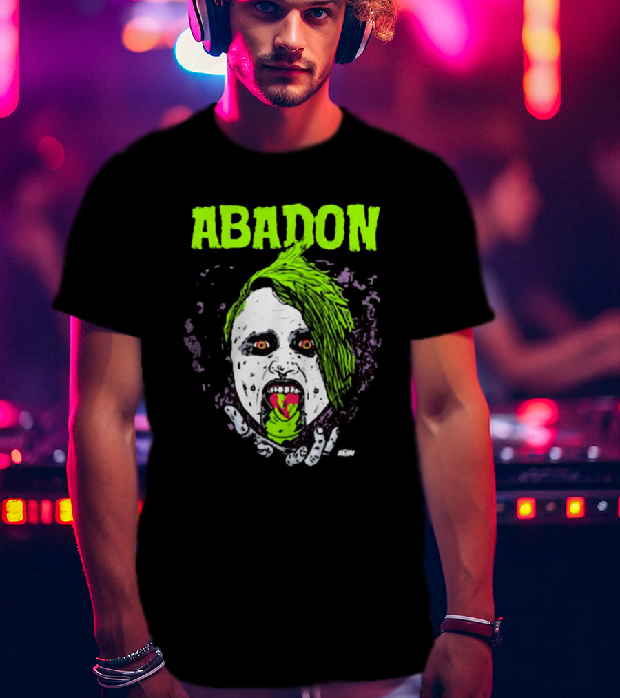 Abadon AEW Neon Green Zombie Face I Can Never Die T-Shirt
